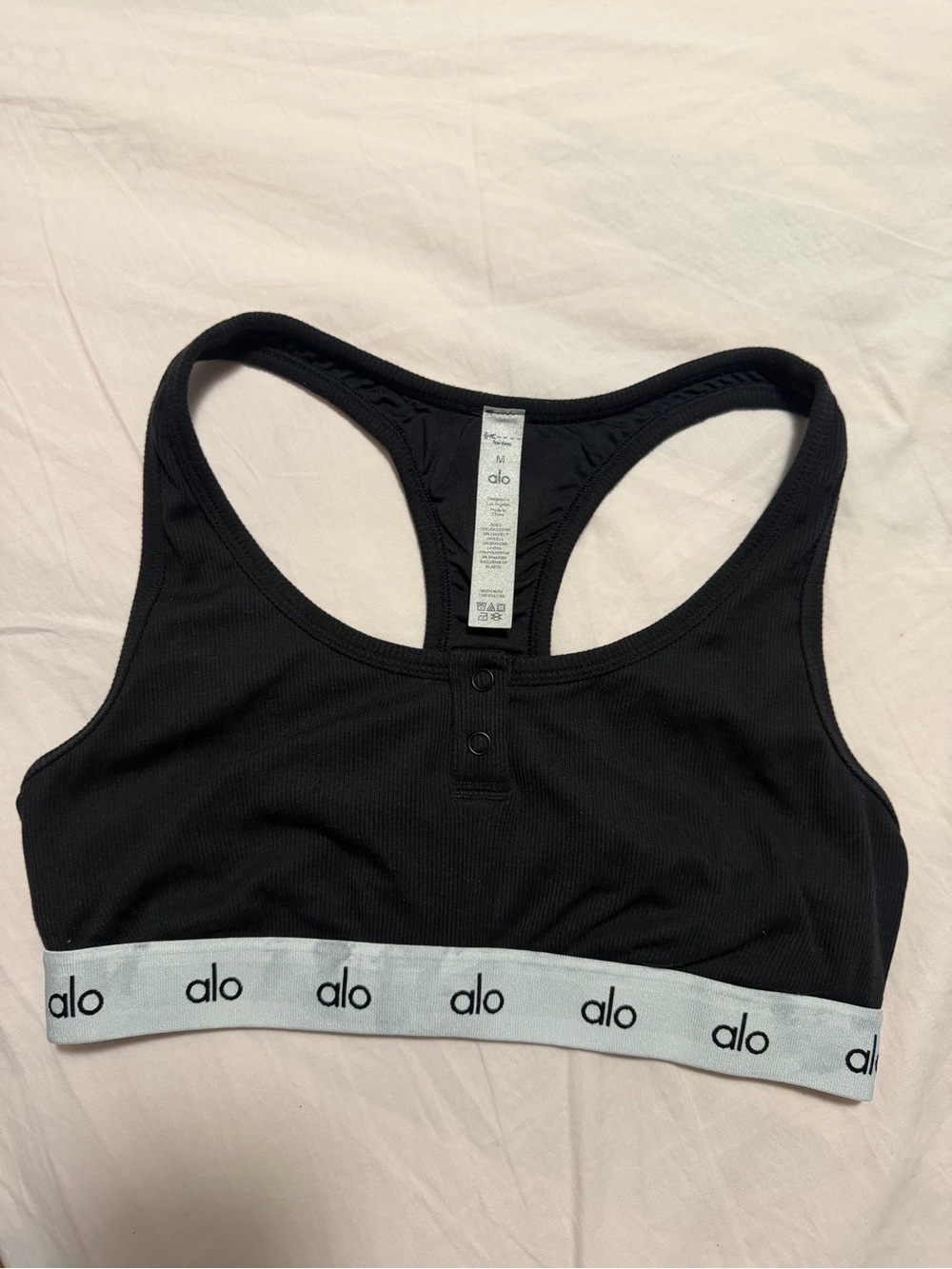 Alo Yoga Women Icon Ribbed Henley button Front Athletic Tank Top M